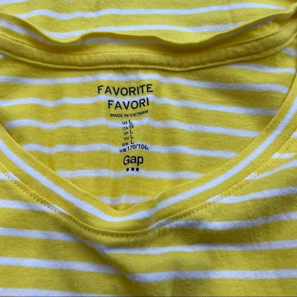 Gap Favorite Yellow Stripe Tee Shirt size Large L Tshirt - Picture 3 of 5